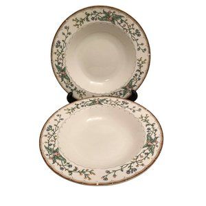 Farberware Wellesley Fine China - Pair Large Rimmed Soup Bowls - 9.25" - #486